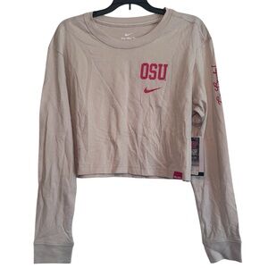 Nike Cream Ohio State Buckeyes Varsity Letter Long Sleeve Crop Top